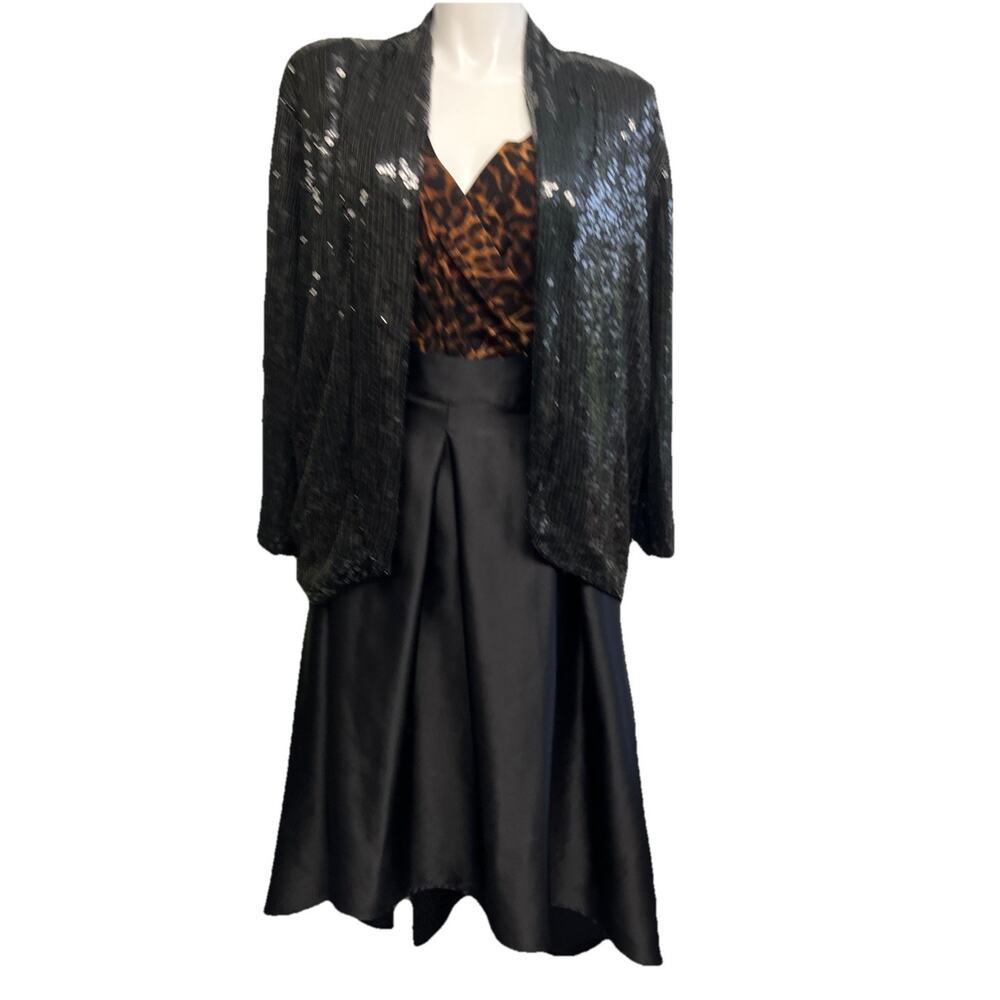 Vintage‎ Beaded Sequin Blazer Jacket Black 18/20 Glam Holiday Party Whimsigoth